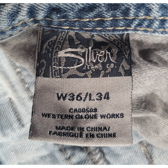 Silver Jeans Co Grayson Mens 36x32 Medium Wash Straight Leg Jeans Relaxed Fit - Picture 9 of 10